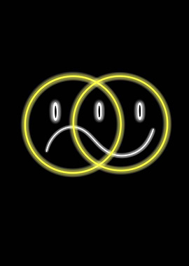 Happy and Sad Duality Neon Faces