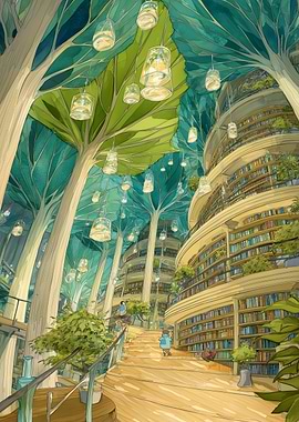 Surreal Library with Tree-like Structures