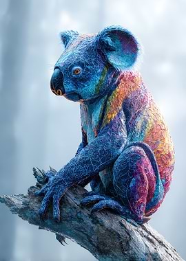 Colorful Koala on Branch