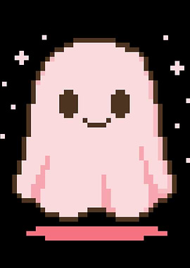 Cute Pink Pixel Art Ghost