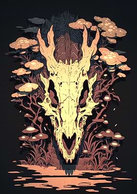 Dragon Skull in Mushroom Forest