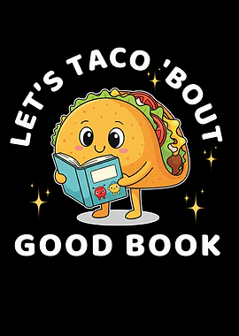 Kawaii Taco Reading a Book Illustration