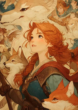 Red-haired Archer with Animal Companions