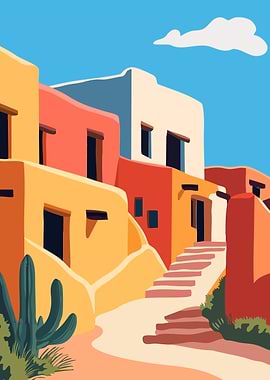 American Southwest Beautiful Minimalist Nature Art Illustration