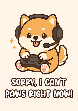 Cute Shiba Inu Gamer Cartoon