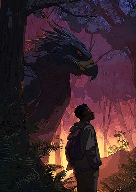 Man and Giant Eagle Forest