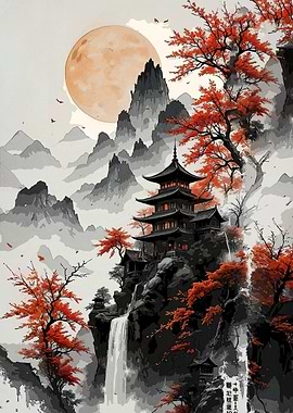 Japanese Pagoda Autumn
