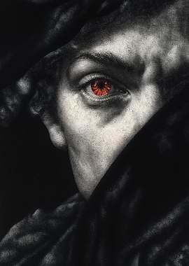 Intense Gaze with Red Eye