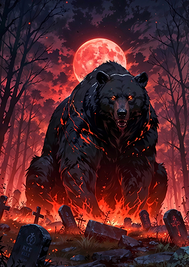 Infernal Bear in Graveyard Infernal Under Blood Moon