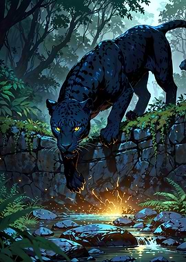 Midnight Panther at Mystic Jungle Stream