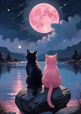 Cats under the Pink Moon