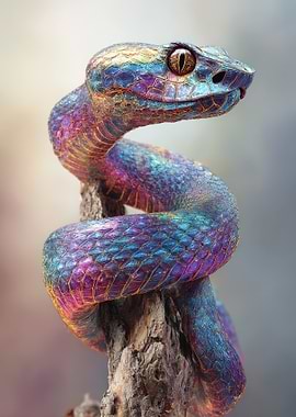 Colorful Snake on Branch