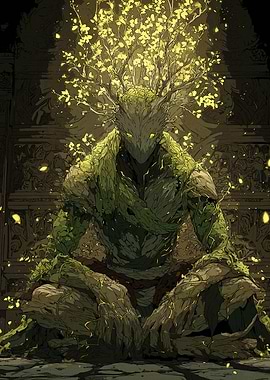 Ent-like creature meditative pose