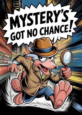Platypus Detective Comic Style Illustration
