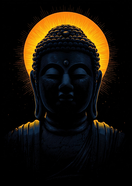 Buddha Portrait with Golden Halo
