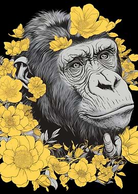 Floral Gorilla Portrait