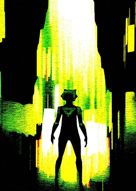 Abzu Figure in Abstract Green Light