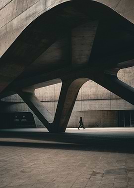 Concrete Architecture with Pedestrian