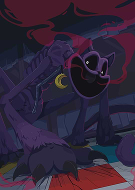 Creepy Purple Cat Monster Illustration