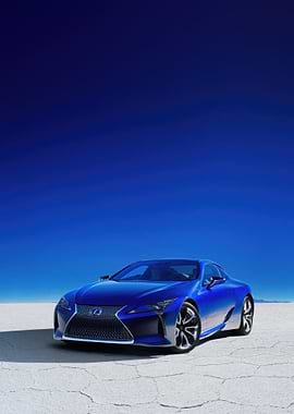 Blue Lexus LC on Salt Flats