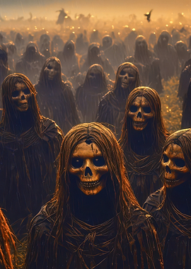 Undead Horde in Misty Landscape