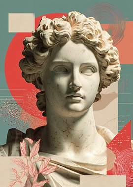 Classical Bust with Geometric Accents