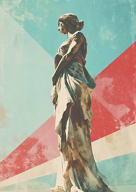 Statue with Geometric Background
