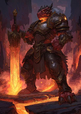 Dragonborn Warrior Flaming Sword