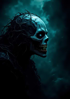 Eerie Zombie Portrait in Teal Hues