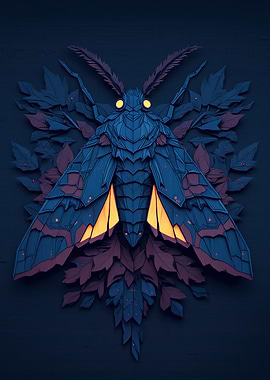 Stylized Moth with Leafy Background