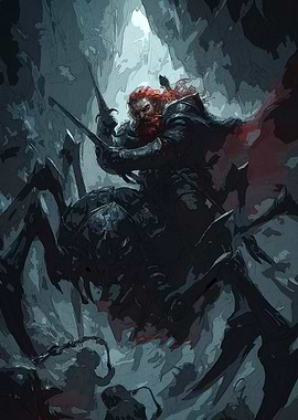 Warrior riding giant spider