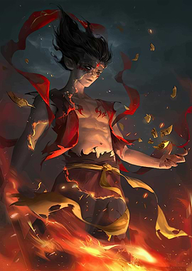 Fiery Figure with Gold Fragments