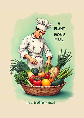 Plant-Based Vegan Meal Illustration