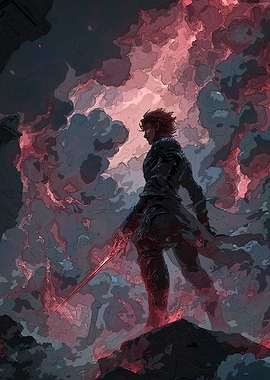 Warrior Fiery Landscape