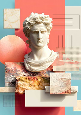Apollo Bust with Geometric Shapes