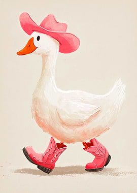 Duck in Boots and Cowboy Hat