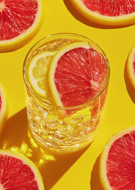 Citrus Drink on Yellow Background