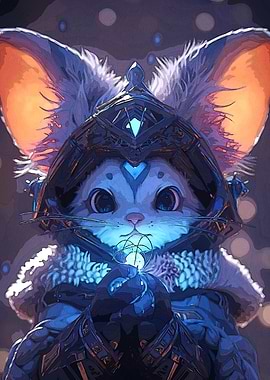 Armored Cat Holding Glowing