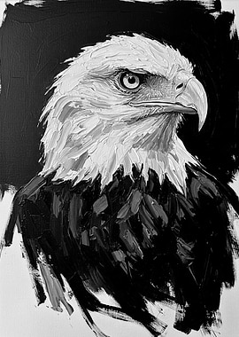 Bald Eagle Painting in Black and White