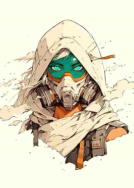 Hooded Figure with Gas Mask