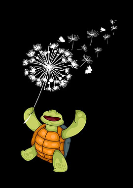 Cartoon Turtle Lover Gift With Dandelion