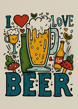I Love Beer Fun and Mushrooms