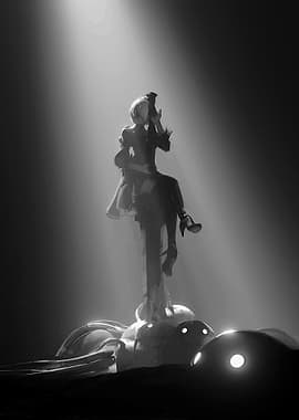 2B Nier Automata Monochrome Art