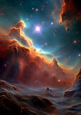 Nebula landscape with star and clouds