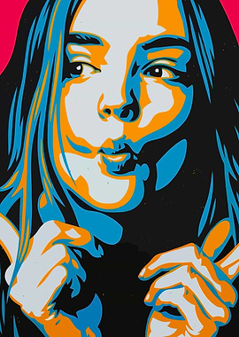 Pop Art Portrait with Peace Sign