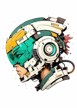 Cyborg Portrait with Helmet