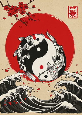 Yin Yang Koi Fish Art