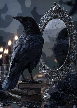 Raven Mirror Still Life