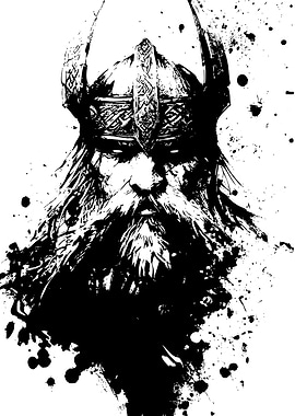 Viking Warrior Ink Illustration