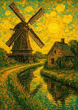 Dutch Windmill and House Painting